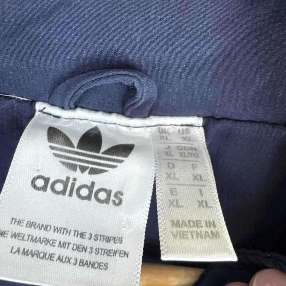 Adidas Originals Full ZipJacket Men XL Navy Trefoil Logo Sleeve Retro Spellout‎